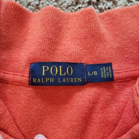 Polo Ralph Lauren quarter zip pullover 100% cotton sweater orange logo L - Picture 3 of 6